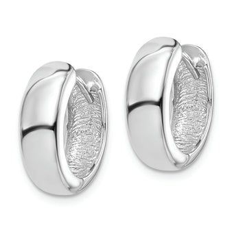 Sterling Silver Rhodium Polished Hinged Hoop Earrings