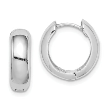 Sterling Silver Rhodium Polished Hinged Hoop Earrings