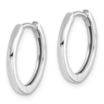 Sterling Silver Rhodium Polished Hinged Hoop Earrings