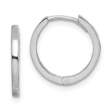Sterling Silver Rhodium Polished Hinged Hoop Earrings