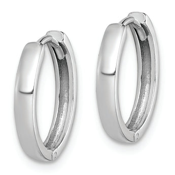 Sterling Silver Rhodium Polished Hinged Hoop Earrings