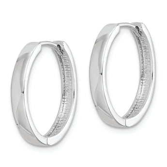 Sterling Silver Rhodium Polished Hinged Hoop Earrings