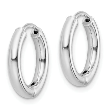 Sterling Silver Rhodium-plated Polished Hollow Hinged Hoop Earrings