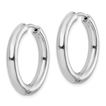 Sterling Silver Rhodium Polished Hinged Hoop Earrings