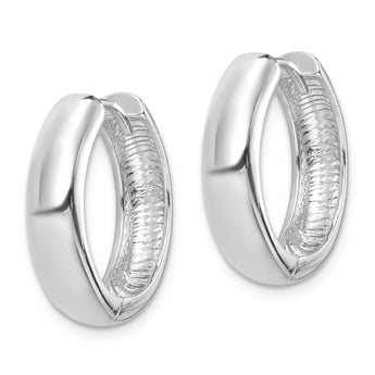 Sterling Silver Rhodium Polished Hinged Hoop Earrings