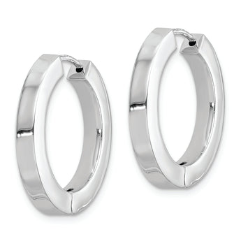 Sterling Silver Rhodium-plated Hollow Hinged Hoop Earrings