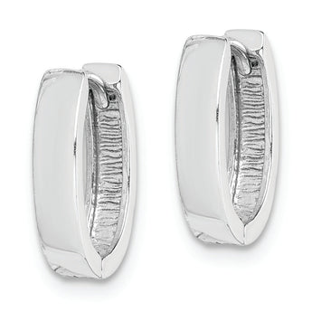 Sterling Silver Rhodium Polished Hinged Hoop Earrings