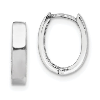 Sterling Silver Rhodium Polished Hinged Hoop Earrings