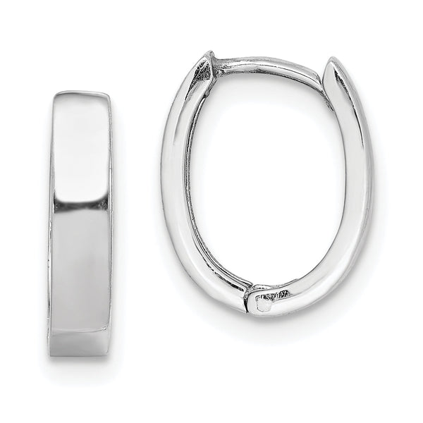 Sterling Silver Rhodium Polished Hinged Hoop Earrings
