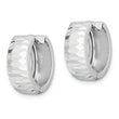 Sterling Silver Rhodium Polished Textured Hinged Hoop Earrings