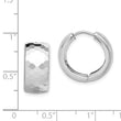 Sterling Silver Rhodium Polished Patterned Hinged Hoop Earrings