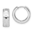 Sterling Silver Rhodium Polished Patterned Hinged Hoop Earrings