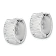 Sterling Silver Rhodium Polished Diamond Cut Hinged Hoop Earrings