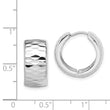 Sterling Silver Rhodium Polished Diamond Cut Hinged Hoop Earrings