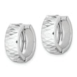 Sterling Silver Rhodium Diamond Cut Polished Hinged Hoop Earrings