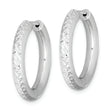 Sterling Silver Rhodium Polished Diamond Cut Hinged Hoop Earrings
