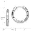 Sterling Silver Rhodium Polished Diamond Cut Hinged Hoop Earrings