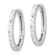Sterling Silver Rhodium Polished Diamond Cut Hinged Hoop Earrings