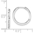 Sterling Silver Rhodium Polished Diamond Cut Hinged Hoop Earrings