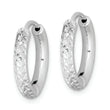 Sterling Silver Rhodium Polished Diamond Cut Hinged Hoop Earrings