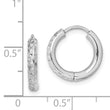 Sterling Silver Rhodium Polished Diamond Cut Hinged Hoop Earrings