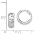 Sterling Silver Rhodium-plated Diamond Cut Hinged Hoop Earrings
