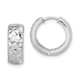 Sterling Silver Rhodium-plated Diamond Cut Hinged Hoop Earrings