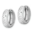 Sterling Silver Rhodium Polished Diamond Cut Hoop Earrings