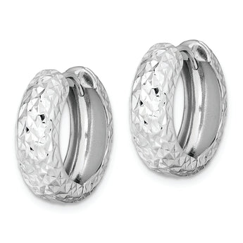 Sterling Silver Rhodium Polished Diamond Cut Hoop Earrings