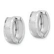 Sterling Silver Rhodium Brushed Patterned Hinged Hoop Earrings
