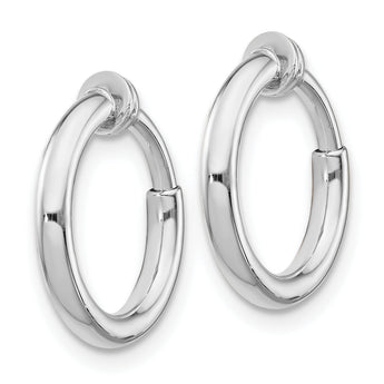 Sterling Silver RH-plated 2x14mm Non-Pierced Round Hoop Earrings