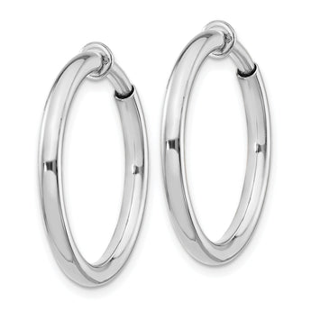 Sterling Silver RH-plated 2.5x25mm Non-Pierced Round Hoop Earrings