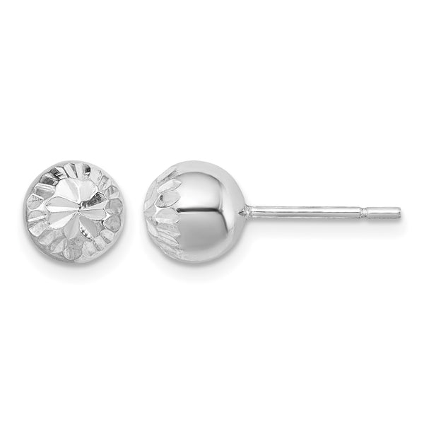 Sterling Silver Rhodium Plated 7mm Diamond Cut Post Earrings - Birthstone Company