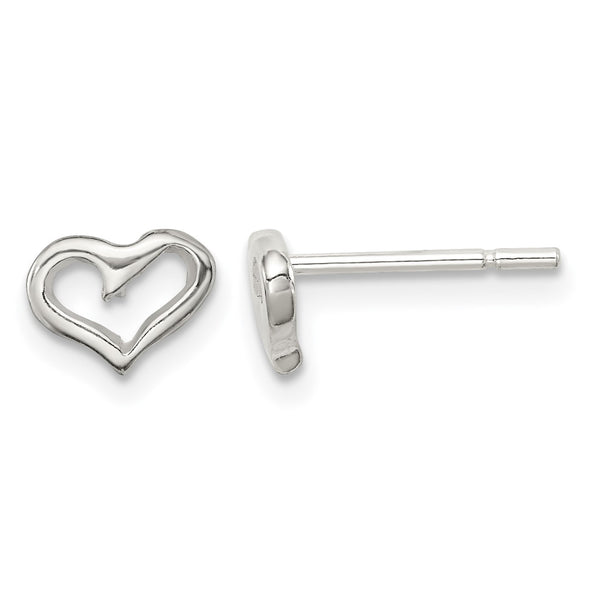 Sterling Silver Polished Open Heart Children's Post Earrings - Birthstone Company