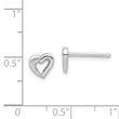 Sterling Silver RH-plated Polished & Brushed Open Heart Children's Post Earrings