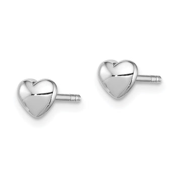 Sterling Silver Rhodium-plated Polished Heart Post Earrings - Birthstone Company