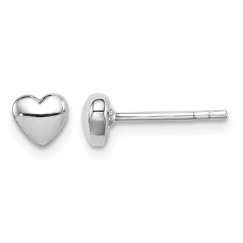 Sterling Silver Rhodium-plated Polished Heart Post Earrings - Birthstone Company