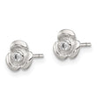 Sterling Silver Polished Flower with CZ Children's Post Earrings - Birthstone Company