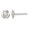 Sterling Silver Polished Flower with CZ Children's Post Earrings - Birthstone Company