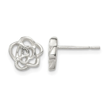Sterling Silver Polished Flower Post Earrings - Birthstone Company