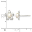 Sterling Silver Polished & Textured Sim. Pearl Flower Post Earrings - Birthstone Company