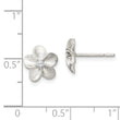 Sterling Silver Polished & Satin CZ Flower Post Earrings