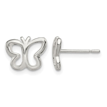 Sterling Silver Polished Butterfly Children's Post Earrings - Birthstone Company