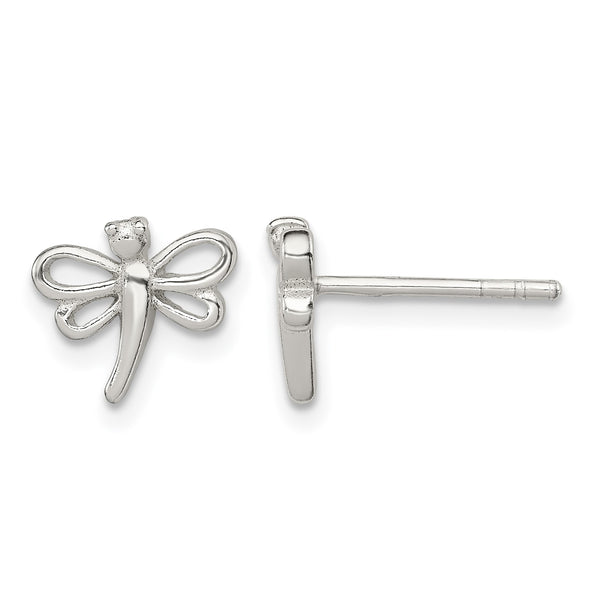 Sterling Silver Polished Dragonfly Children's Post Earrings - Birthstone Company