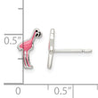 Sterling Silver Polished Pink & Black Enameled Flamingo Post Earrings - Birthstone Company