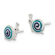 Sterling Silver Polished Blue & Black Enameled Snail Post Earrings - Birthstone Company