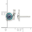 Sterling Silver Polished Blue & Black Enameled Snail Post Earrings - Birthstone Company