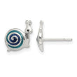 Sterling Silver Polished Blue & Black Enameled Snail Post Earrings - Birthstone Company