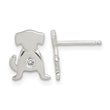 Sterling Silver Polished CZ Dog Post Earrings - Birthstone Company