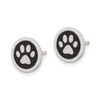 Sterling Silver Polished Enamel Paw Print Post Earrings - Birthstone Company